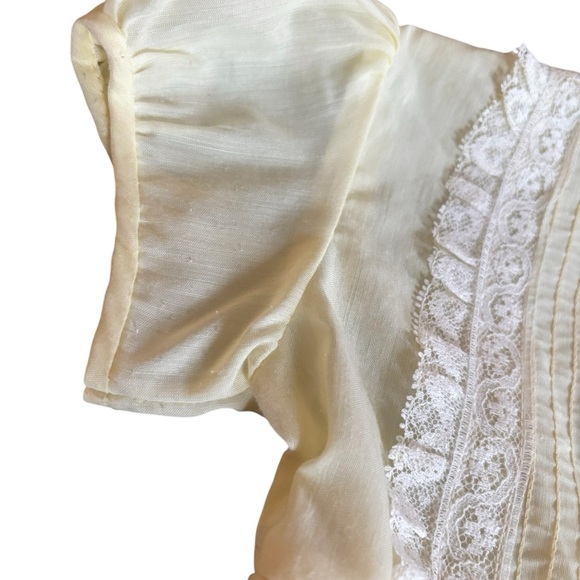 VTG Nanette 60’s Toddler Yellow Dress 2/3T Lace Puff Sleeve Empire Waist Bow - Picture 4 of 8